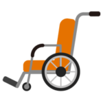 横向きの車椅子のイラスト（オレンジ色）