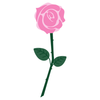 一輪のピンクのバラのイラスト