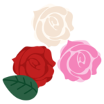 3色のバラのイラスト