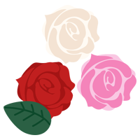 3色のバラのイラスト