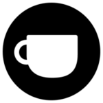 コーヒーカップのアイコンイラスト（丸・白黒）