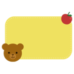 クマとりんごのフレームイラスト（黄色）