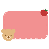 クマとりんごのフレームイラスト（ピンク）