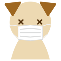 マスクをした犬のイラスト（アップ2）