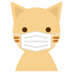 マスクをしたネコのイラスト（アップ1）
