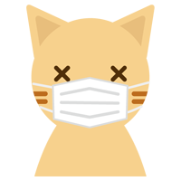 マスクをしたネコのイラスト（アップ2）