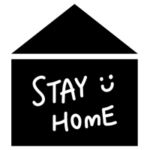 「STAY HOME」アイコンイラスト（白黒）