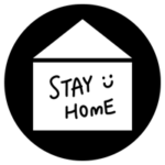 「STAY HOME」アイコンイラスト（丸・白黒）