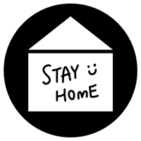 「STAY HOME」アイコンイラスト（丸・白黒）