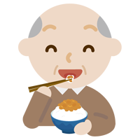 納豆を食べる高齢者の男性のイラスト