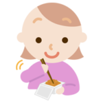 納豆を練る若い女性のイラスト