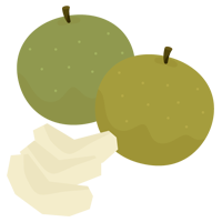 丸ごとの梨とカットされた梨のイラスト