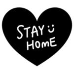 ハート「STAY HOME」アイコン（白黒）
