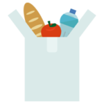 レジ袋と食品のイラスト