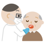 感染症検査をする高齢者の男性のイラスト（口）