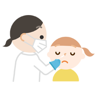 感染症検査をする女の子のイラスト（鼻）