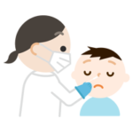 感染症検査をする男の子のイラスト（鼻）