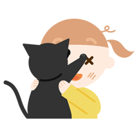 抱っこを嫌がる猫と女の子のイラスト