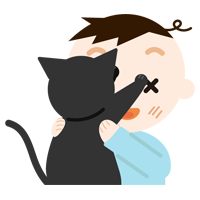 抱っこを嫌がる猫と男の子のイラスト