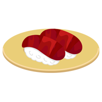 マグロの赤身のお寿司のイラスト（回転寿司）