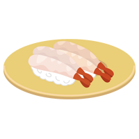 甘えびのお寿司のイラスト（回転寿司）