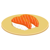 サーモンのお寿司のイラスト（回転寿司）