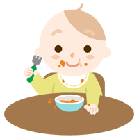 離乳食を食べる赤ちゃんのイラスト