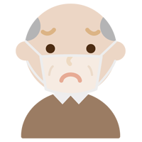 高齢者男性のマスク下の表情イラスト（困惑）