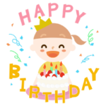 誕生日ケーキと女の子のイラスト