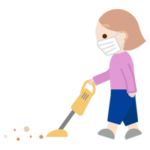 掃除機をかける若い女性のイラスト3