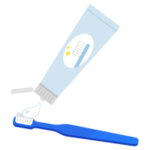 青い歯ブラシに歯磨き粉をつけるイラスト