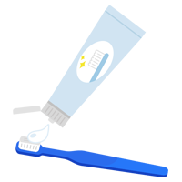 青い歯ブラシに歯磨き粉をつけるイラスト