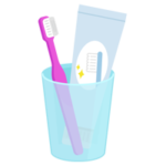 歯磨きセットのイラスト（ピンク）