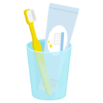 歯磨きセットのイラスト（黄色）