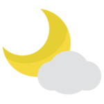 月と曇りの天気アイコンのイラスト