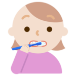 歯磨きをする若い女性のイラスト