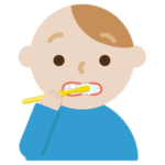 歯磨きをする若い男性のイラスト