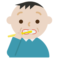 歯磨きをする中年男性のイラスト