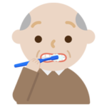 歯磨きをする高齢者の男性のイラスト