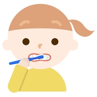 歯磨きをする女の子のイラスト
