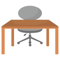 グレーの椅子と木の勉強机のイラスト