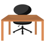 黒い椅子と木の勉強机のイラスト