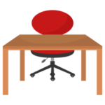 赤い椅子と木の勉強机のイラスト