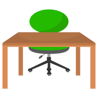 緑の椅子と木の勉強机のイラスト