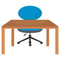 青い椅子と木の勉強机のイラスト