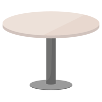 アイボリー色の丸テーブルのイラスト