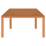 四角い木製のテーブルのイラスト