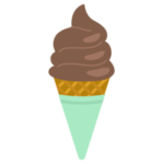 チョコのソフトクリームのイラスト（コーン）