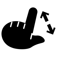 ピンチアウトのジェスチャーアイコンイラスト（黒線・左手）