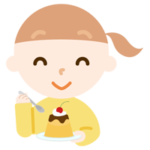 プリンを食べる女の子のイラスト